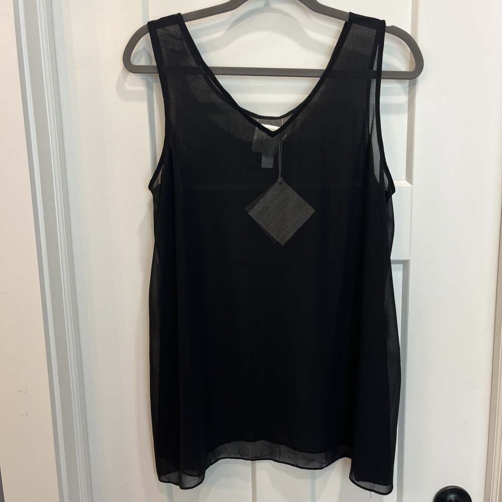 Wynne Layers‎ Women's Size Large Black Sheer Tank Blouse NWT